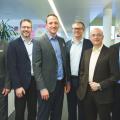 Geschäftsleitung Sage Schweiz: V. l.: Traugott Emrich, Rolf Gysin, Tobias Ackermann, Thomas Hersche, Massimo Collu, Urs Weber